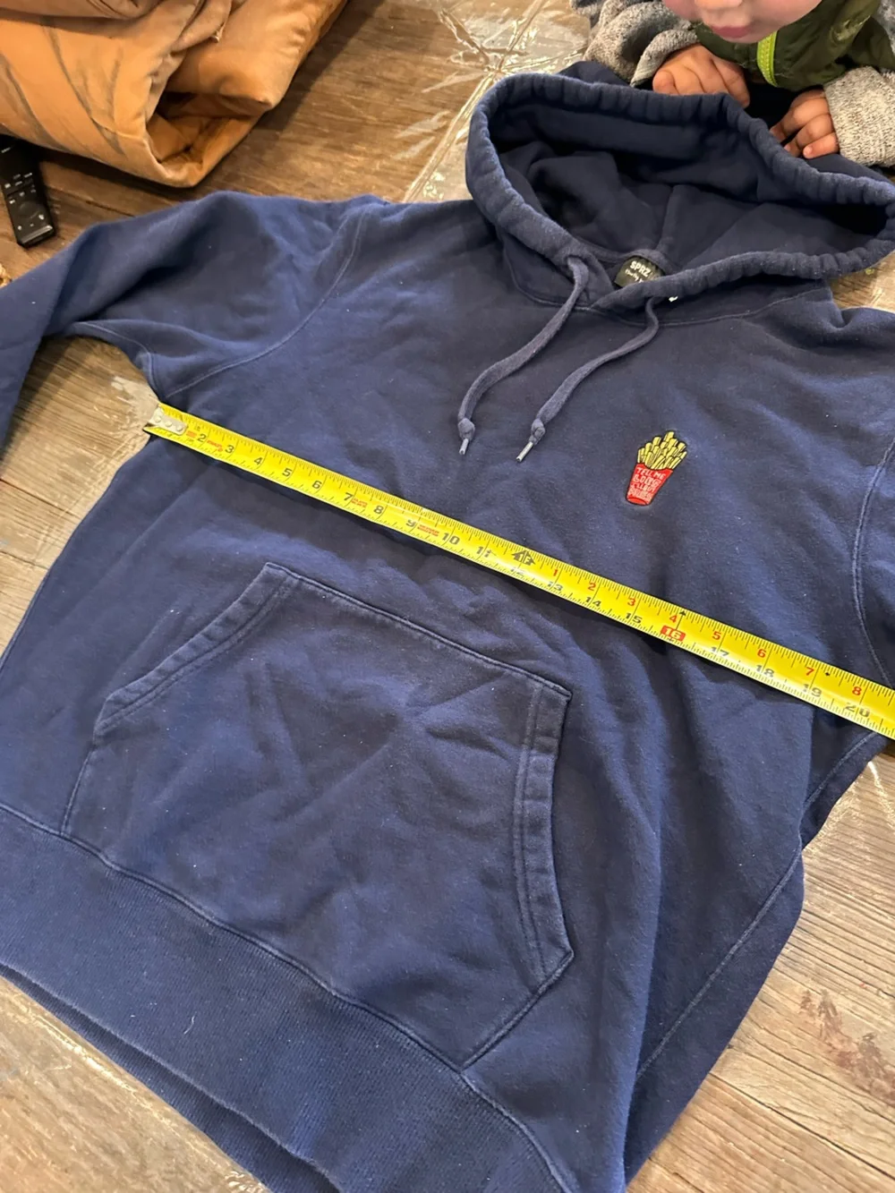 Uniqlo Navy Zip-Up Hoodie with Embroidered Fries Patch